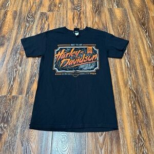 Harley-Davidson Size S Black & Orange Graphic Tee Sturgis SD T-Shirt 100% Cotton